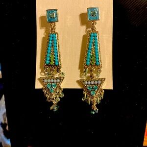 Y2K Earrings TraditionLayered crystal 
Drop Dangle 2003 collection new aqua blue